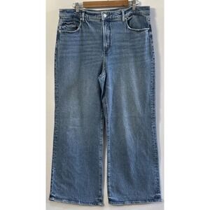 LOFT Women's Wide-Leg High Rise Jeans Stretch Denim 5-Pocket Sz 14/32 NO Pilling